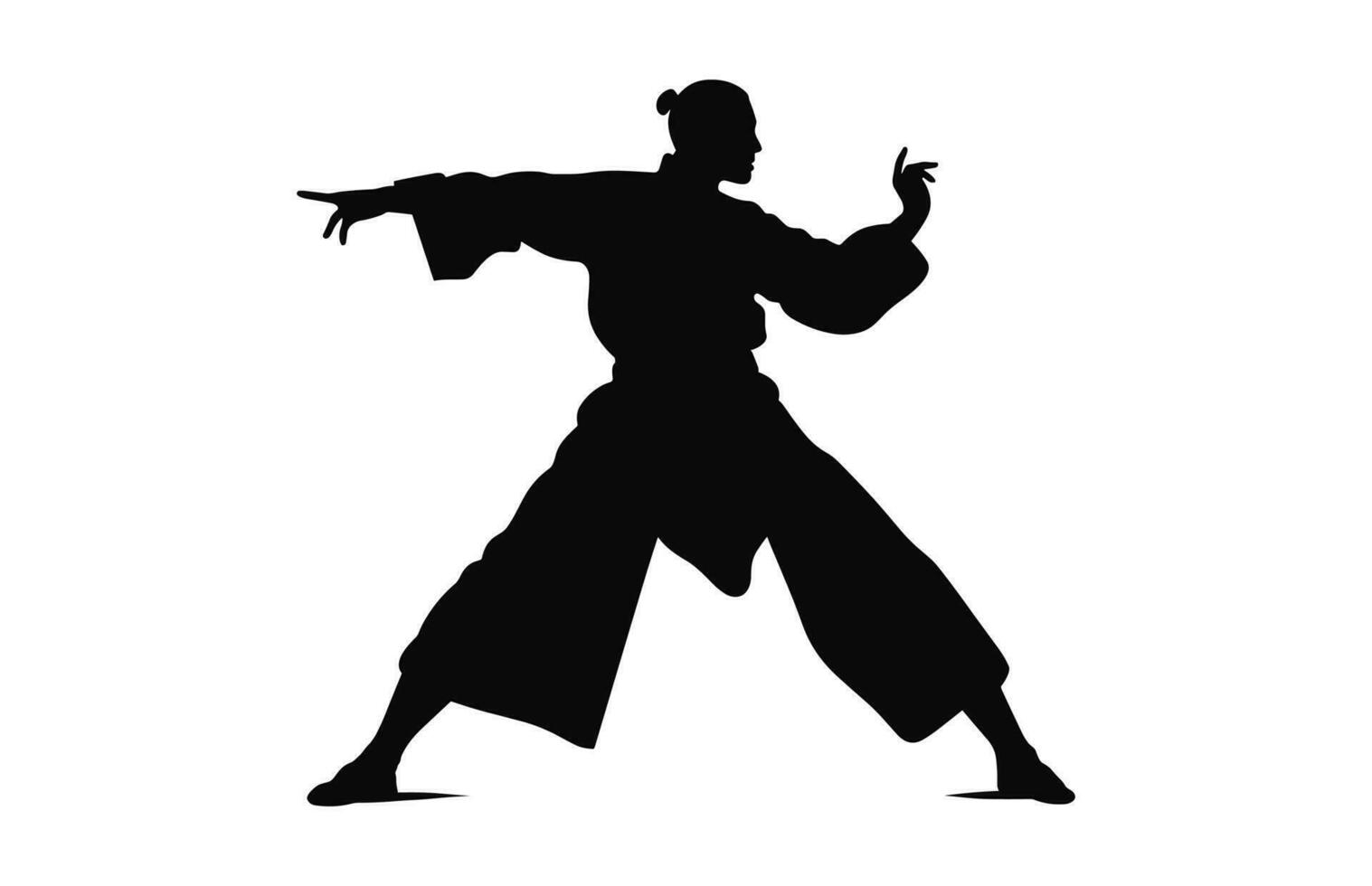 ein tai Chi Pose schwarz Silhouette Vektor isoliert auf ein Weiß Hintergrund