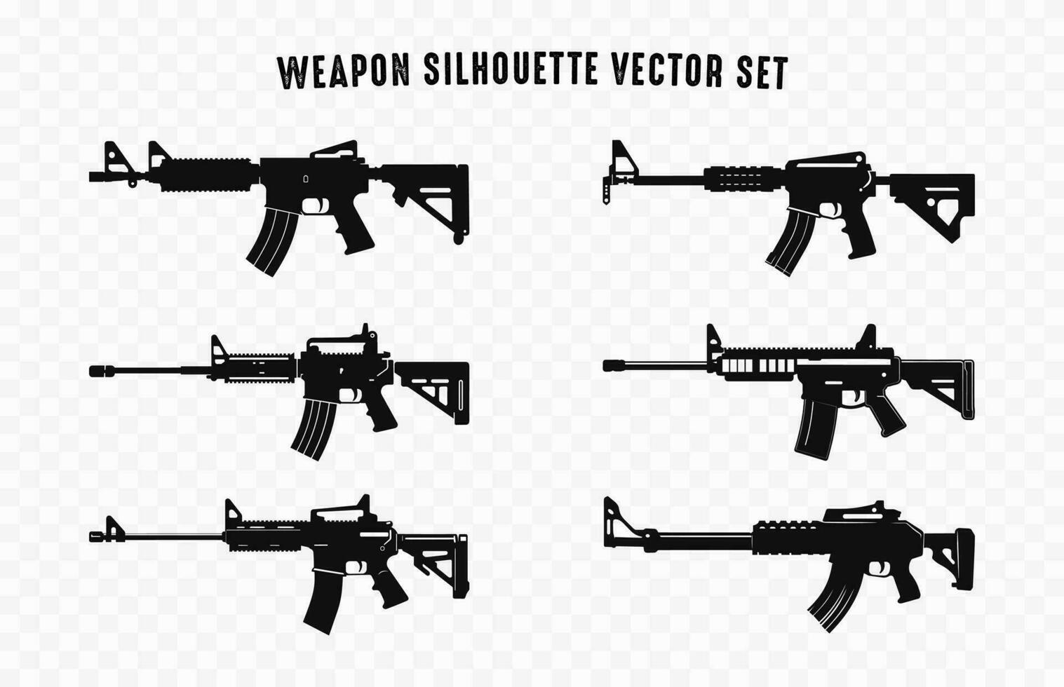 vapen silhuett vektor uppsättning, maskin pistol silhuetter bunt