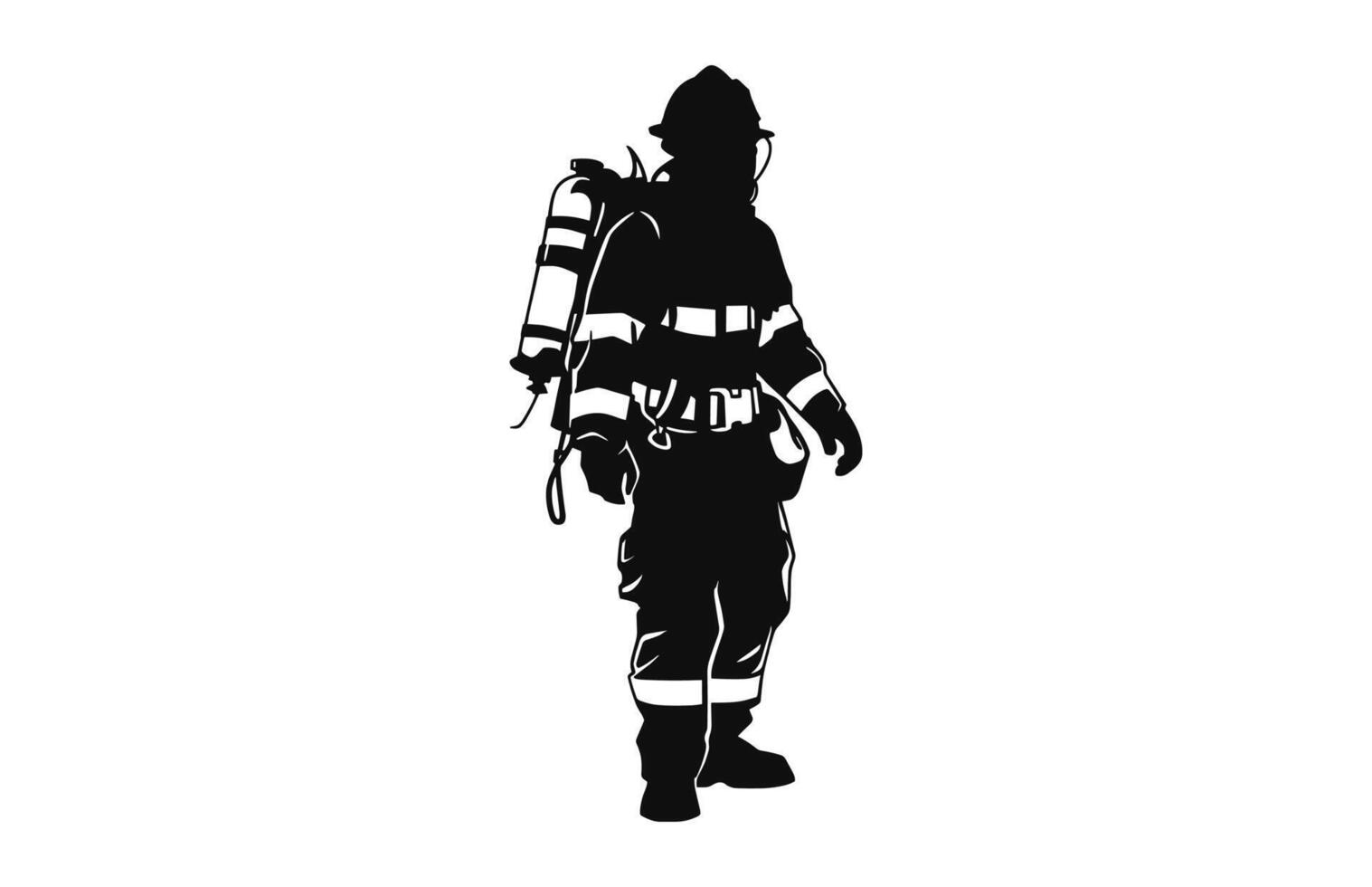 ein Feuerwehrmann schwarz Silhouette Vektor kostenlos