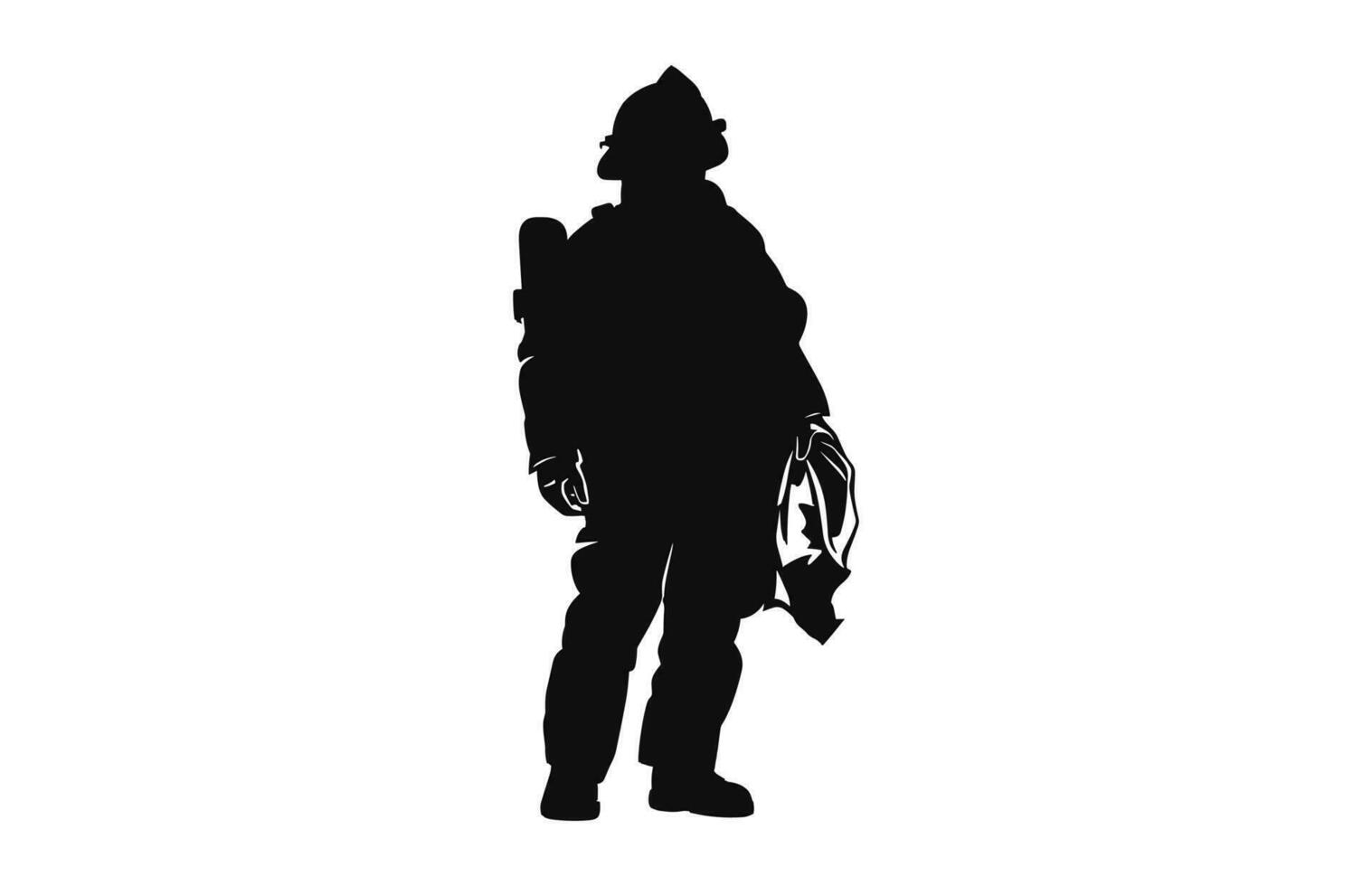 ein Feuerwehrmann schwarz Silhouette Vektor kostenlos