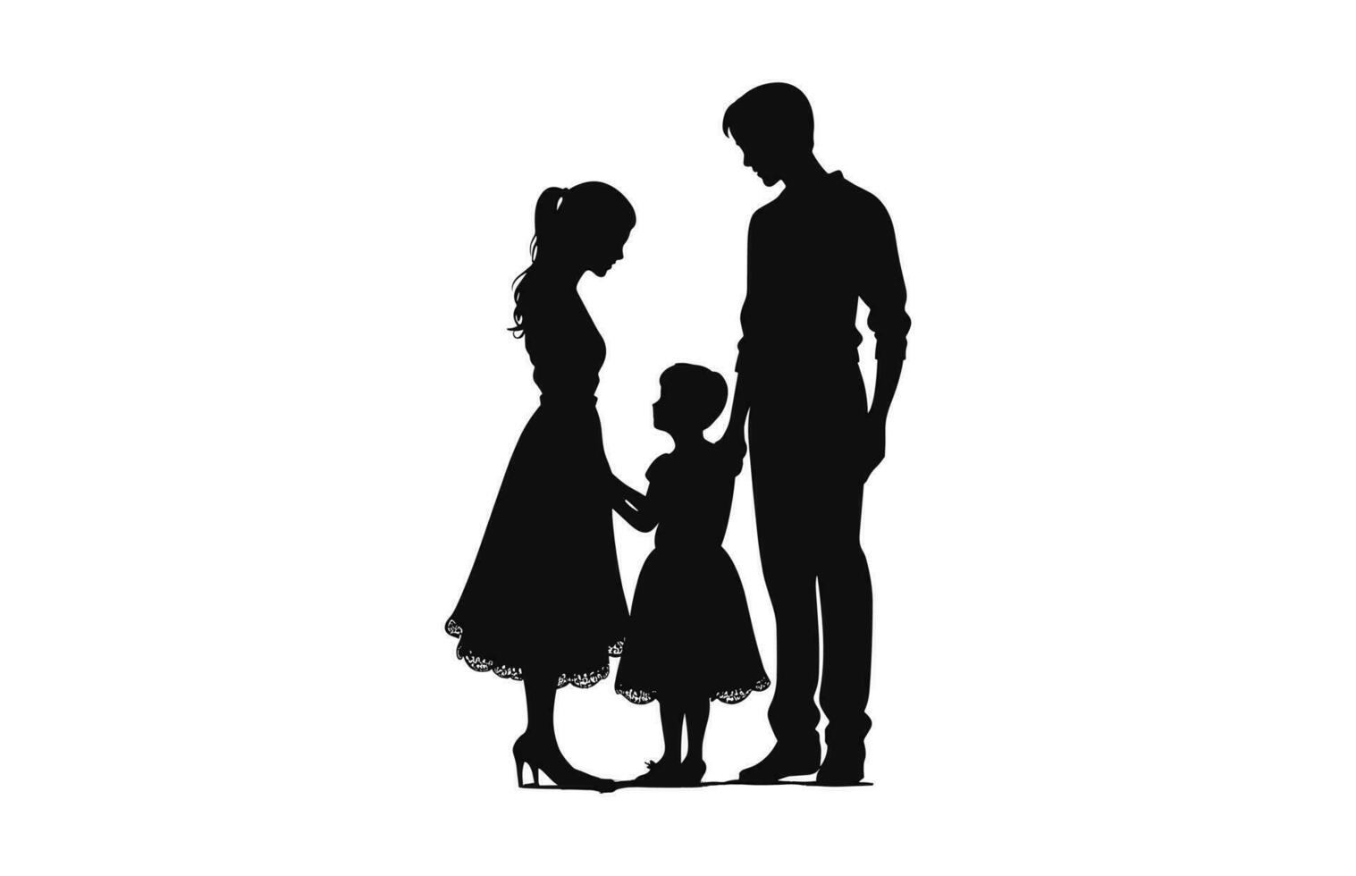 ein Familie schwarz Silhouette Vektor, ein glücklich Familie Clip Art vektor