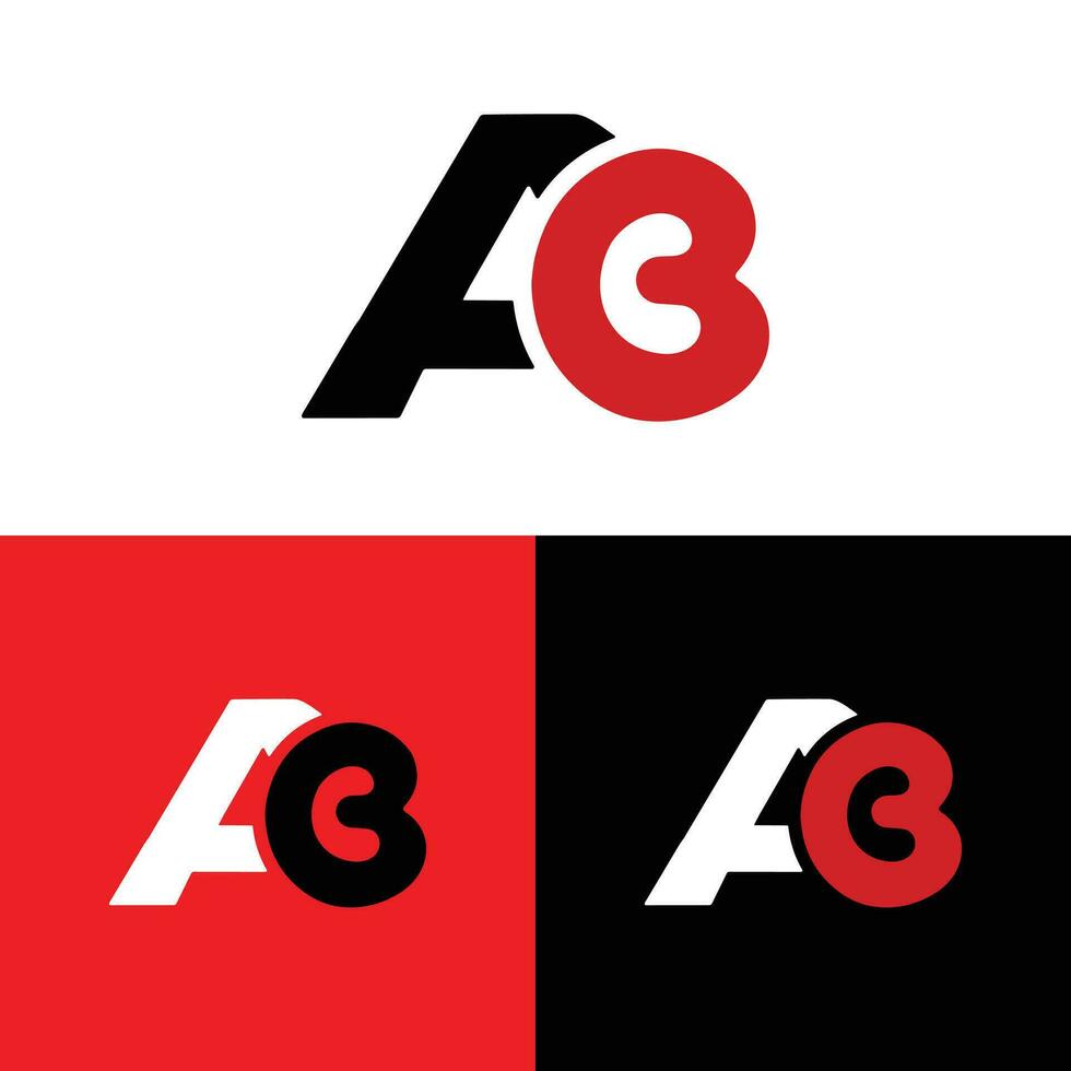 ein b Logo, ab Brief Logo Design mit schwarz und rot Farbe vektor