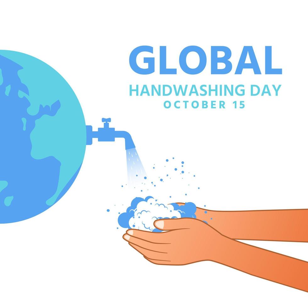 Welthändewaschtag Wasser öffnen und Hände waschen vektor