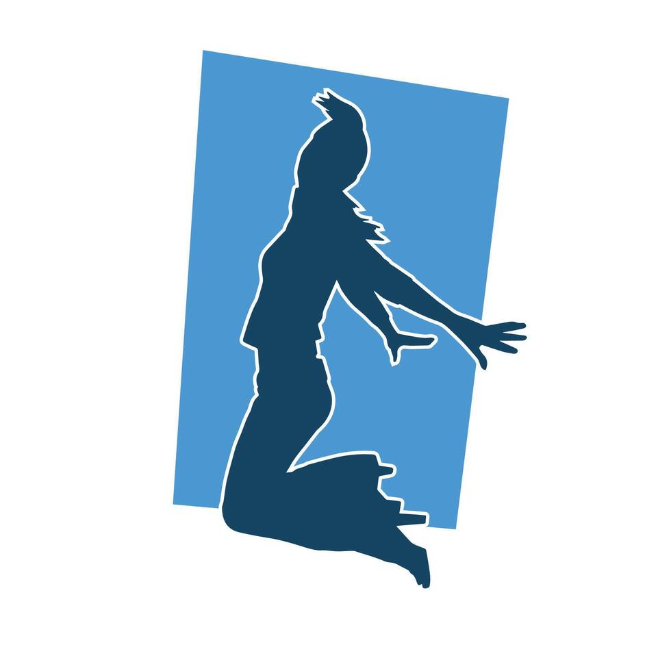 Silhouette von ein weiblich Tänzer im Aktion Pose. Silhouette von ein schlank Frau im Tanzen Pose. vektor