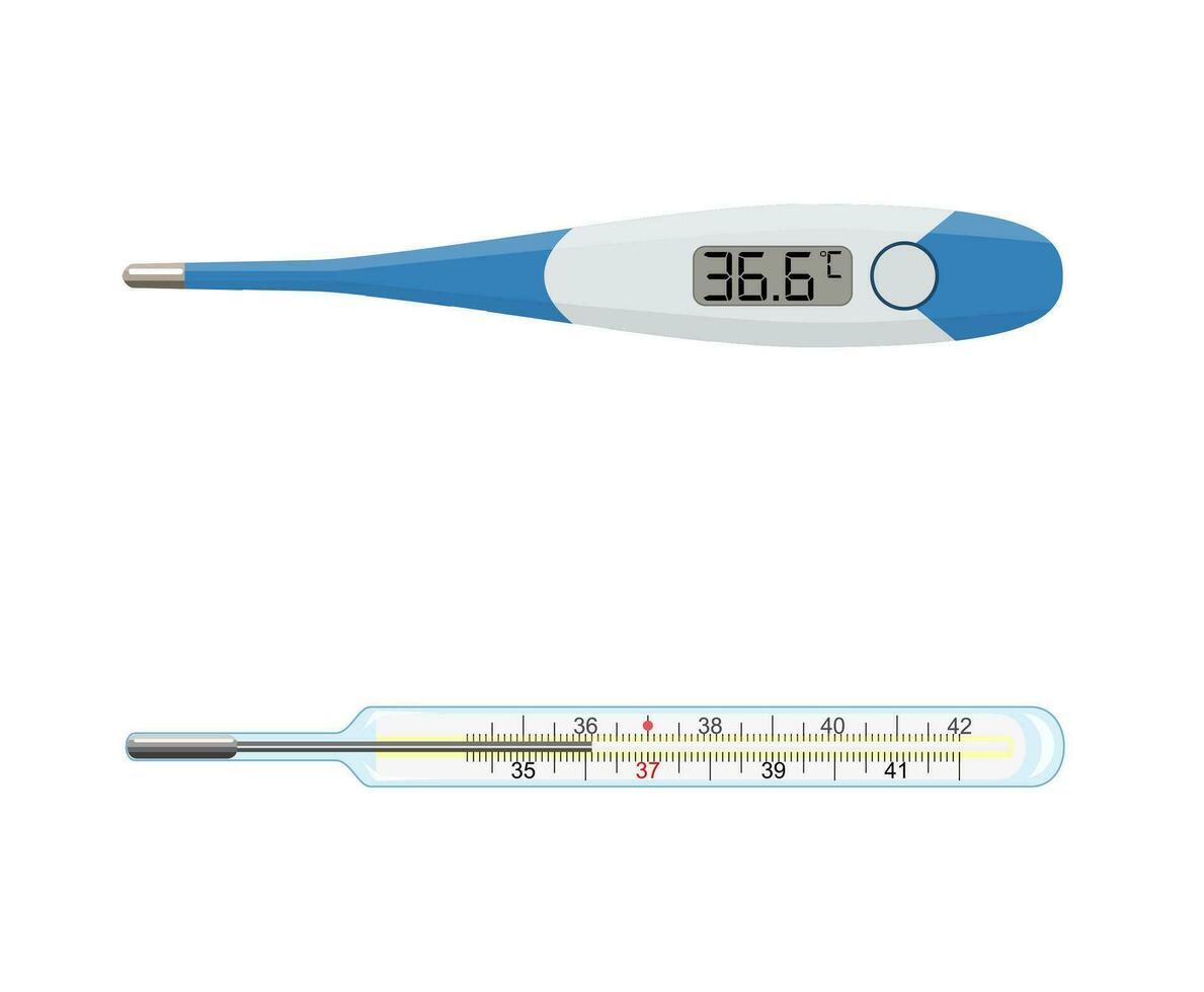 medicinsk termometer isolerat på vit, vektor