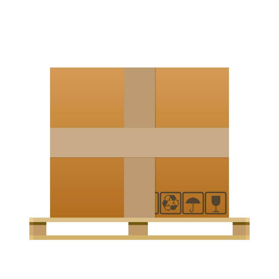 stor brun stängd kartong leverans låda vektor