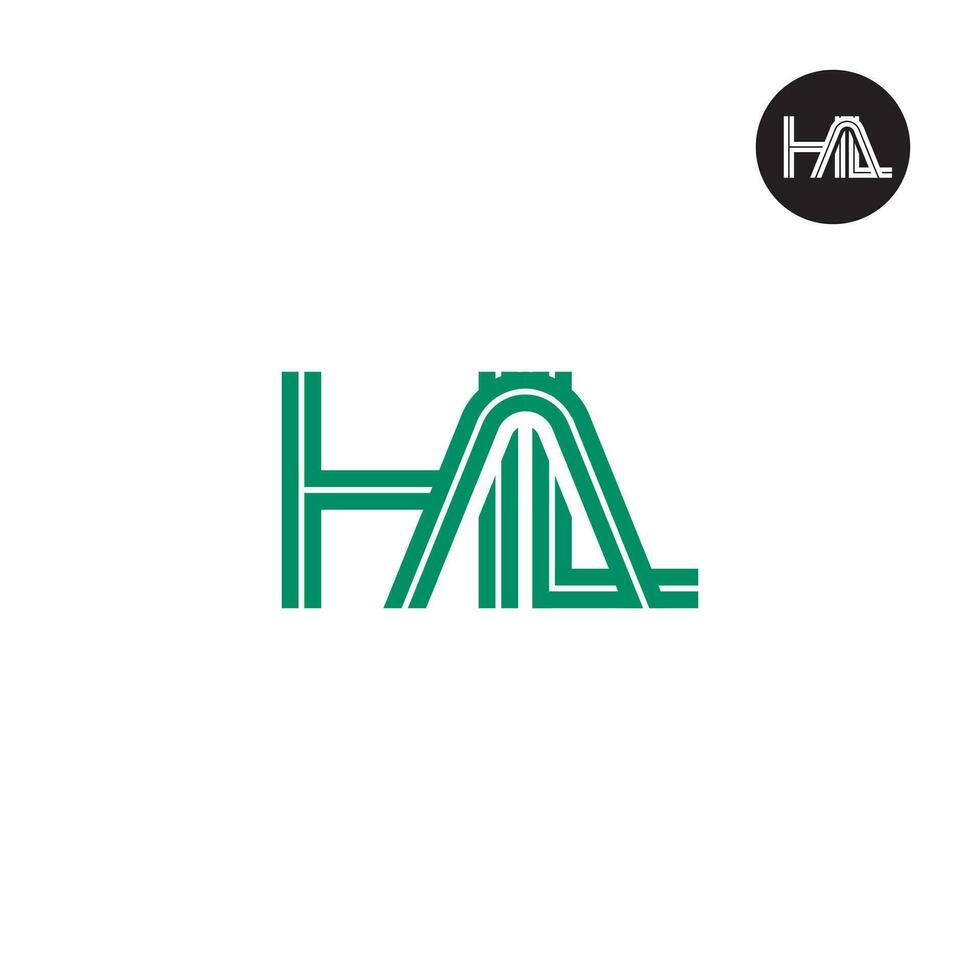 Brief hal Monogramm Logo Design mit Linien vektor