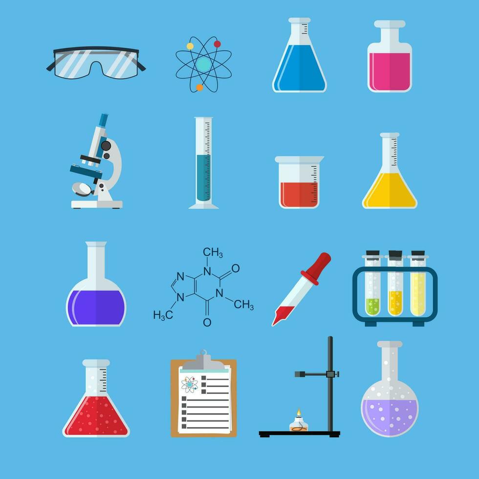 einstellen Symbol Chemikalien vektor