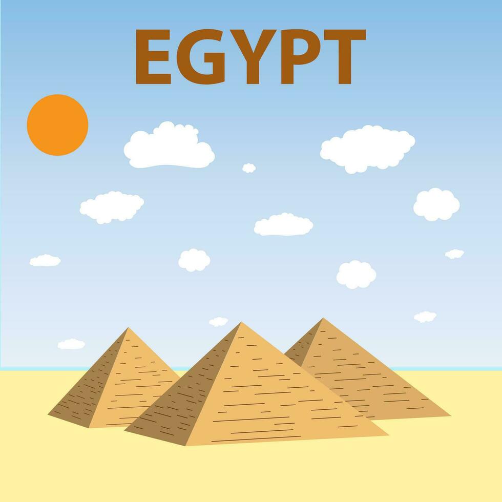 egyptisk pyramider platt design vektor