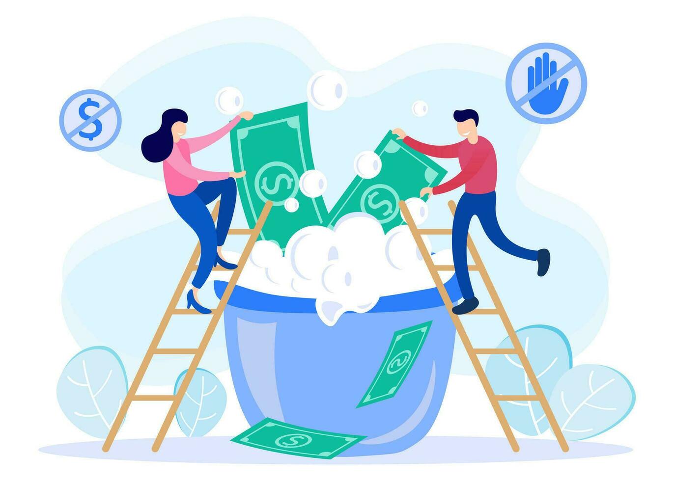 Illustration Vektor Grafik Karikatur Charakter von Geld Waschen