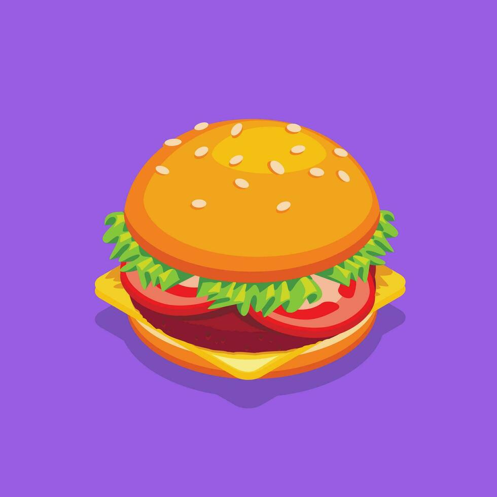 burger på violett bakgrund vektor