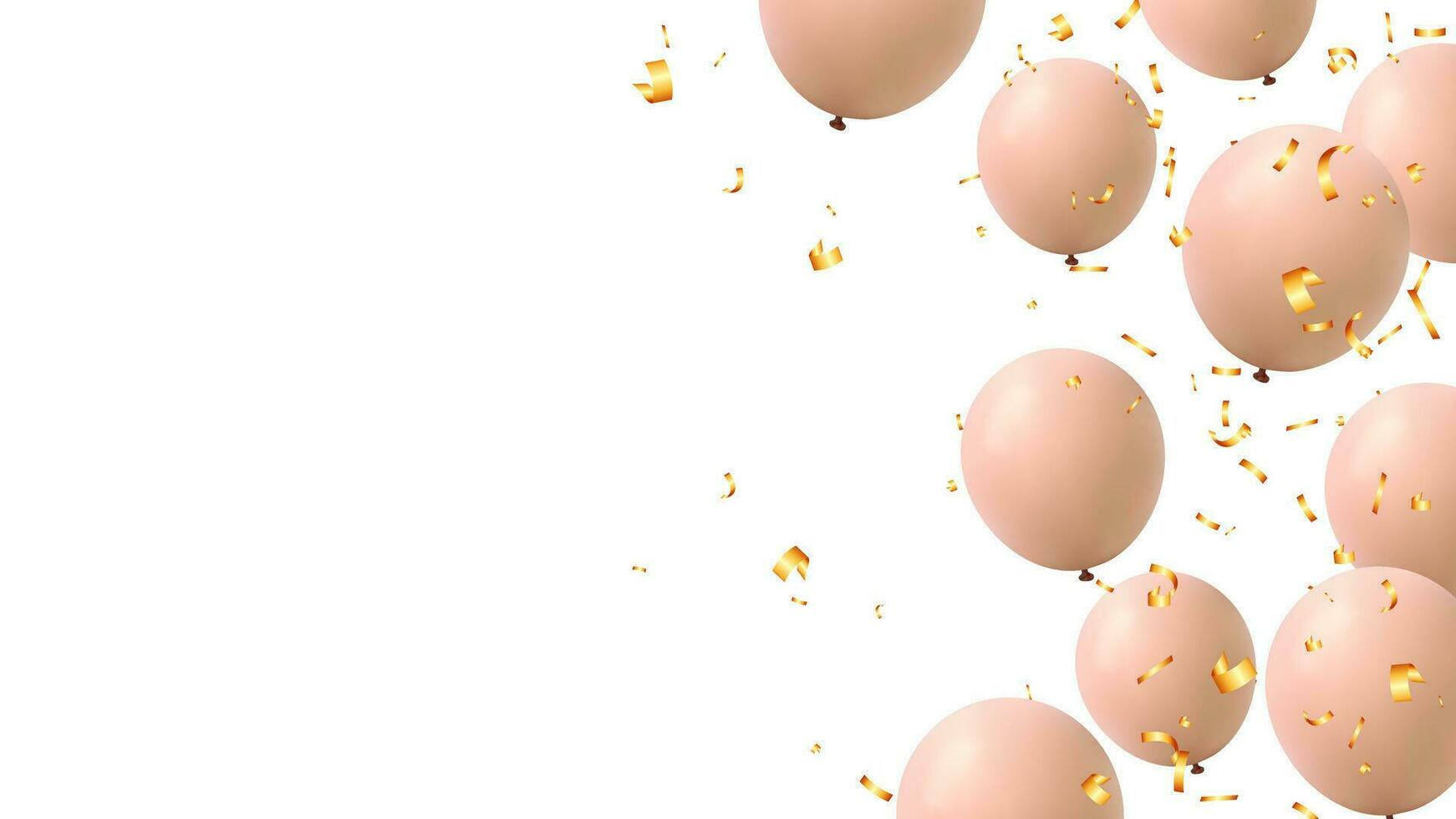 orange ballong realistisk och konfetti design för hälsning kort, Lycklig födelsedag, bebis dusch vektor