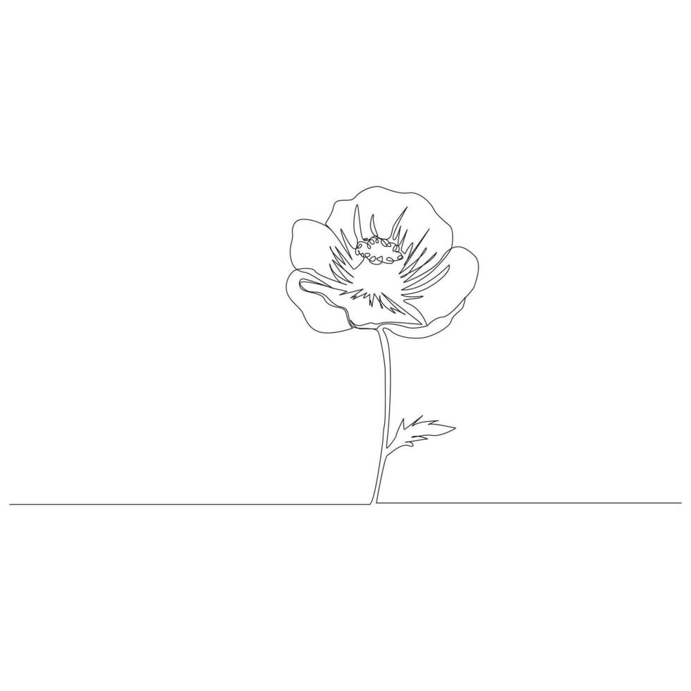 Mohn Blumen kontinuierlich einer Linie Vektor Kunst Illustration und Single Gliederung einfach Blume Design