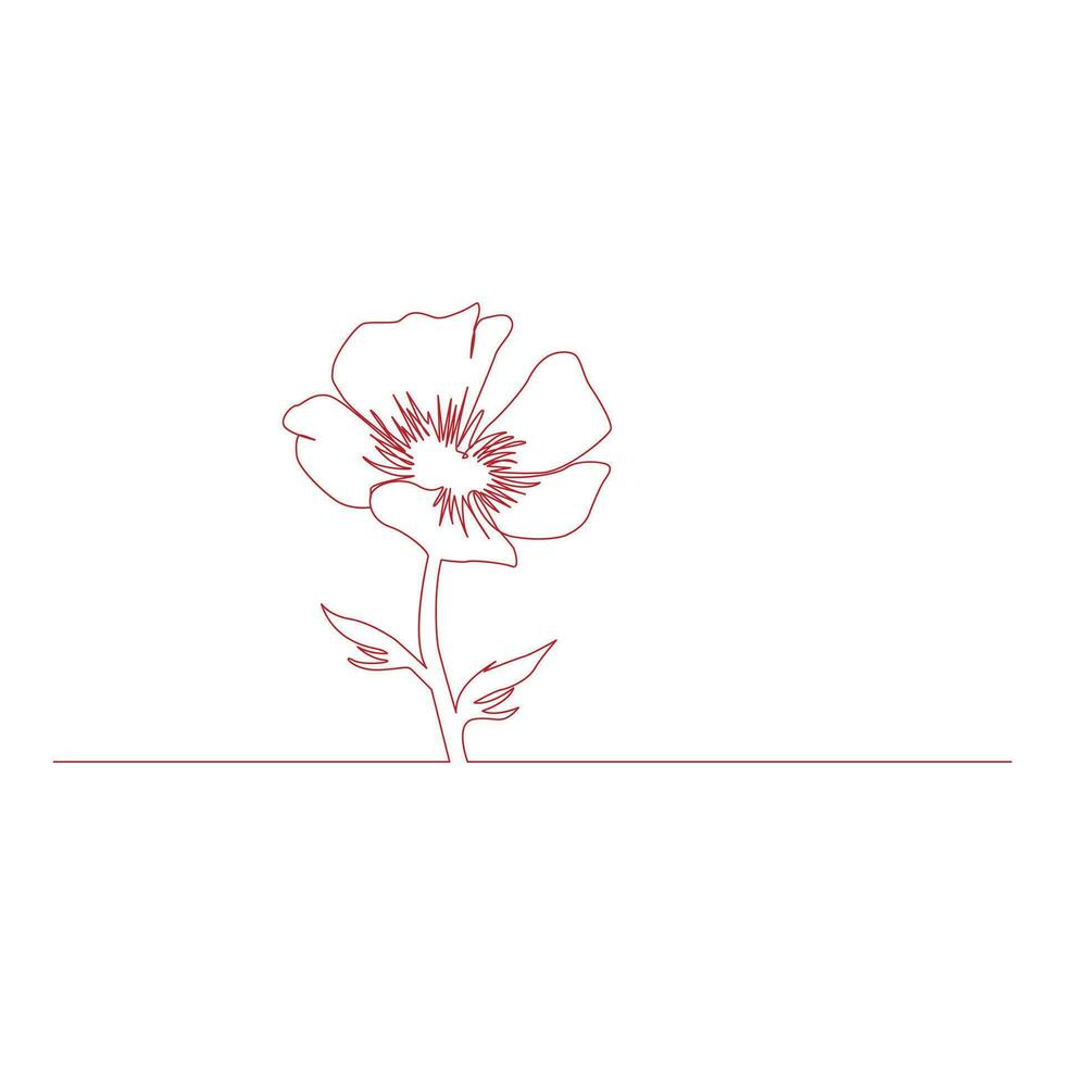 Mohn Blumen kontinuierlich einer Linie Vektor Kunst Illustration und Single Gliederung einfach Blume Design