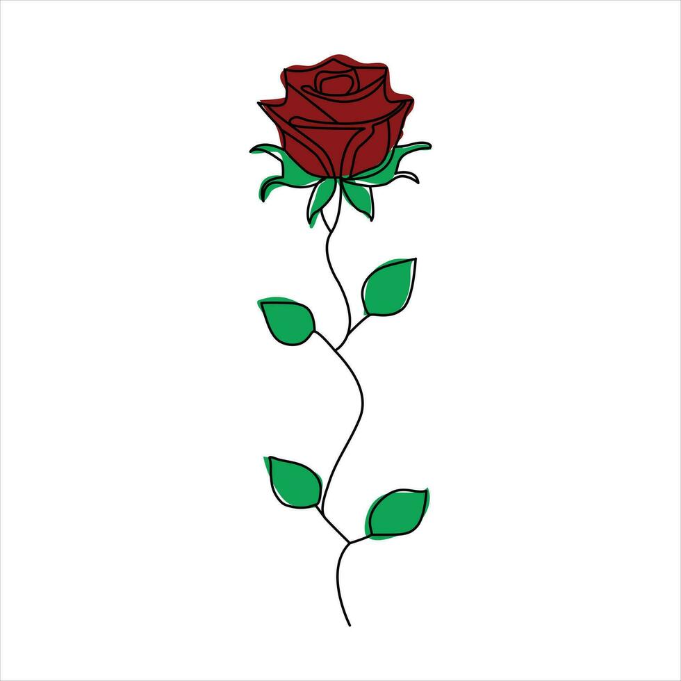 Rose einer kontinuierlich Linie Zeichnung. Blumen- Blume natürlich Design. Grafik, skizzieren Zeichnung. Rose vektor