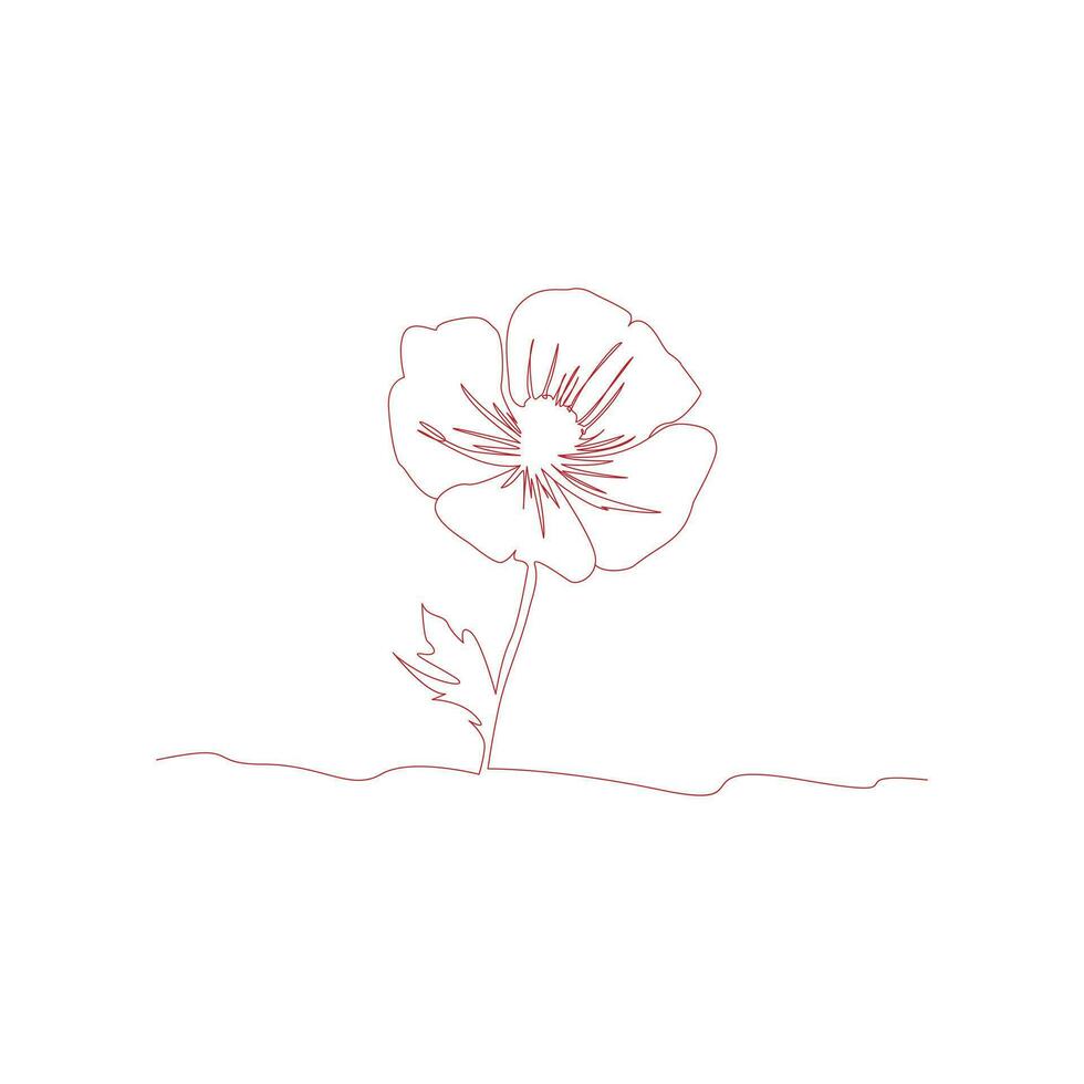 Mohn Blumen kontinuierlich einer Linie Vektor Kunst Illustration und Single Gliederung einfach Blume Design