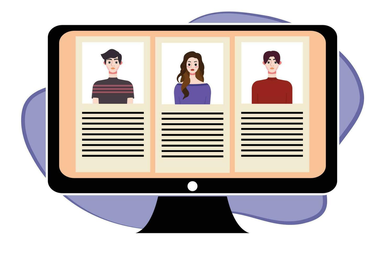 Menschen im Video Konferenz auf Computer Bildschirm. online treffen, Video Anruf Konzept. Vektor Illustration.