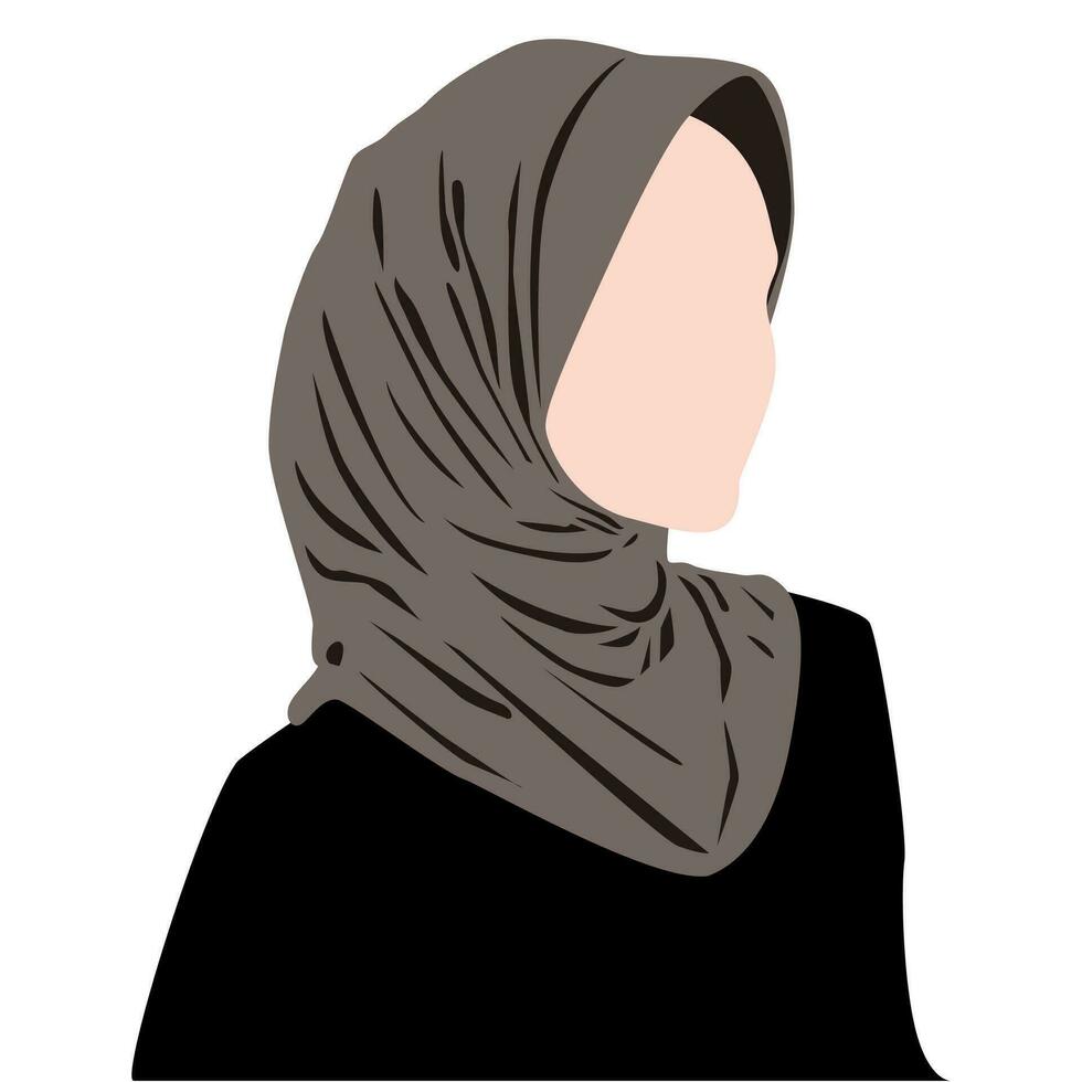 Illustration von Muslim Frau im grau Hijab und schwarz Hemd vektor