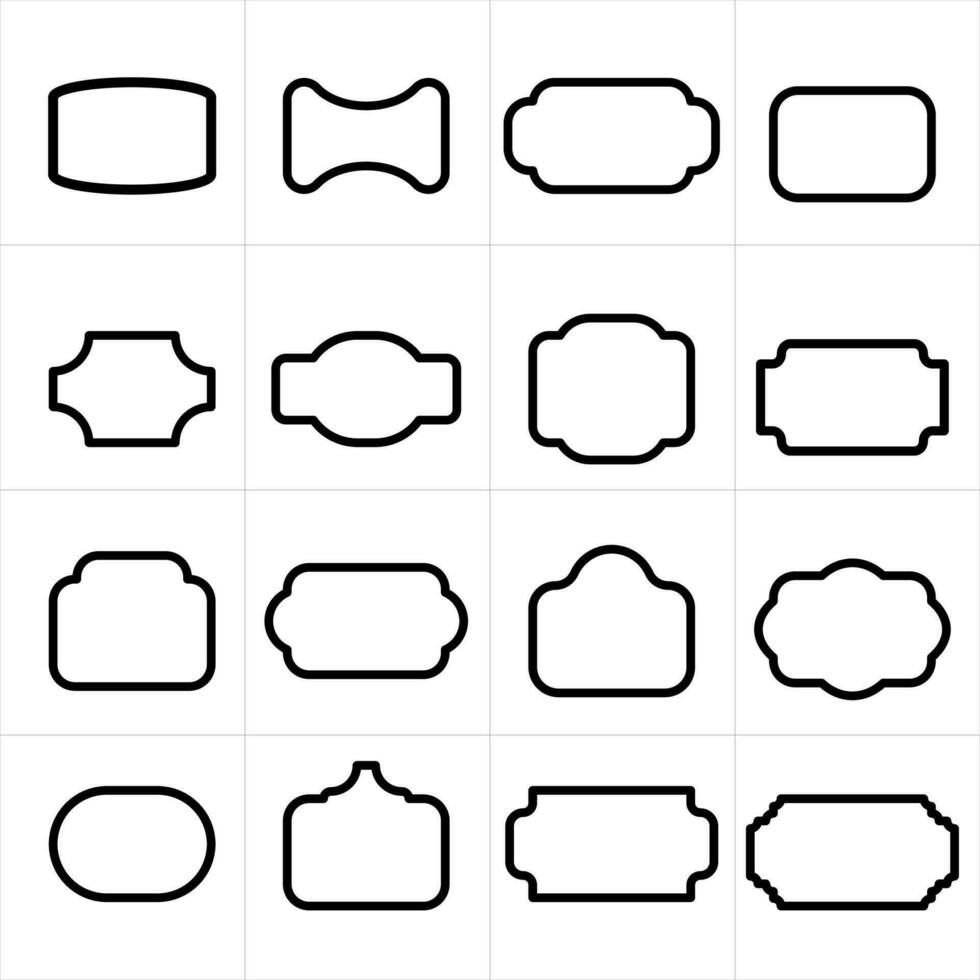 uppsättning av årgång märka och märken form samlingar. vektor illustration. svart mall för lappa, insignier, täcka över.