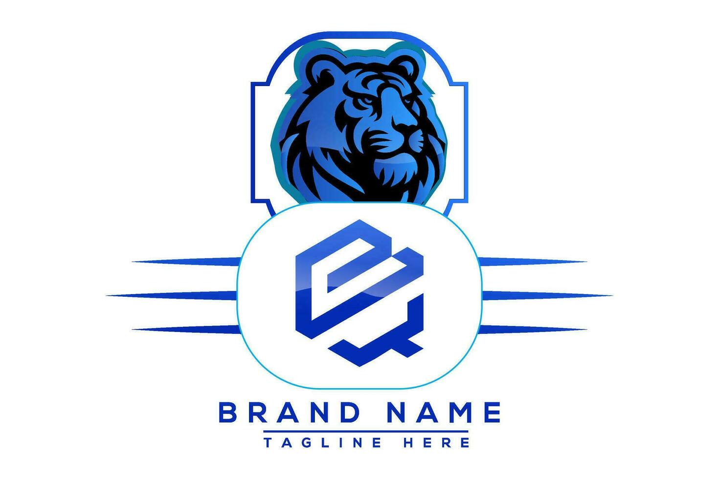 bq Tiger Logo Blau Design. Vektor Logo Design zum Geschäft.