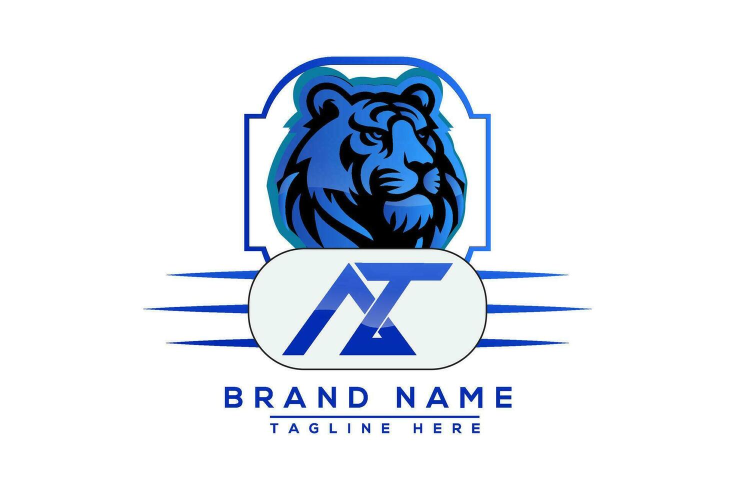 beim Tiger Logo Blau Design. Vektor Logo Design zum Geschäft.