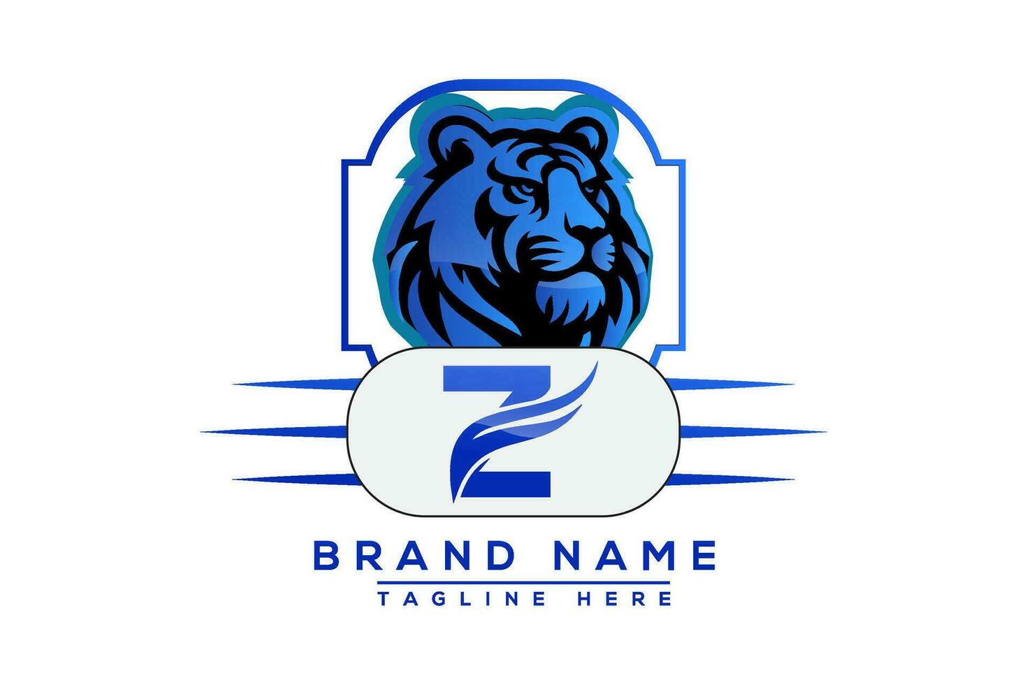 z Tiger Logo Blau Design. Vektor Logo Design zum Geschäft.