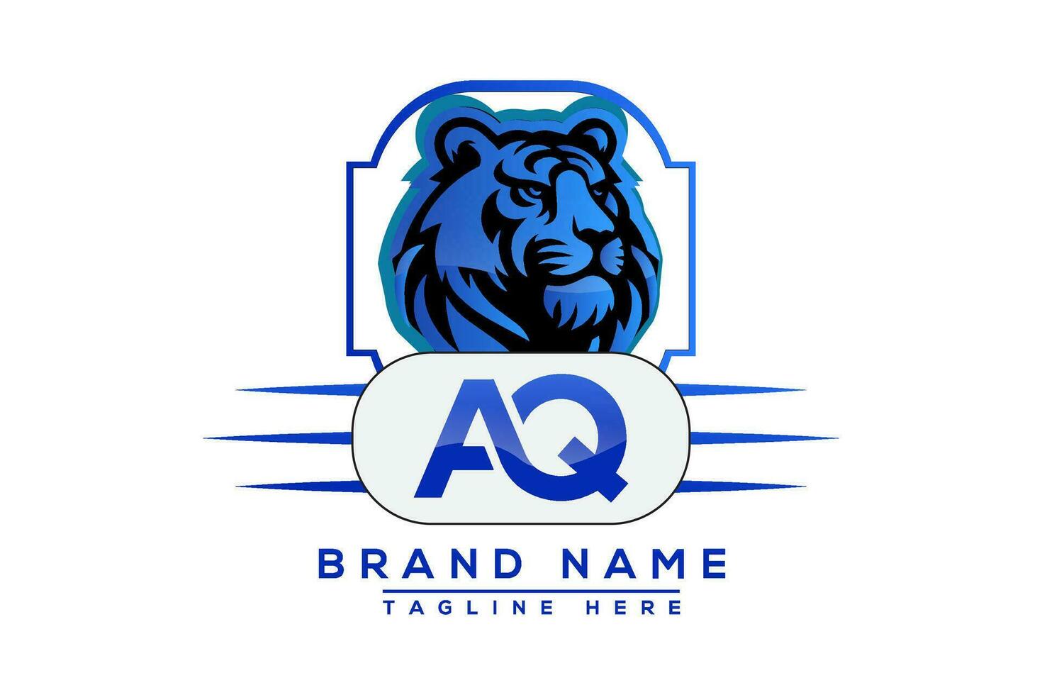 aq tiger logotyp blå design. vektor logotyp design för företag.