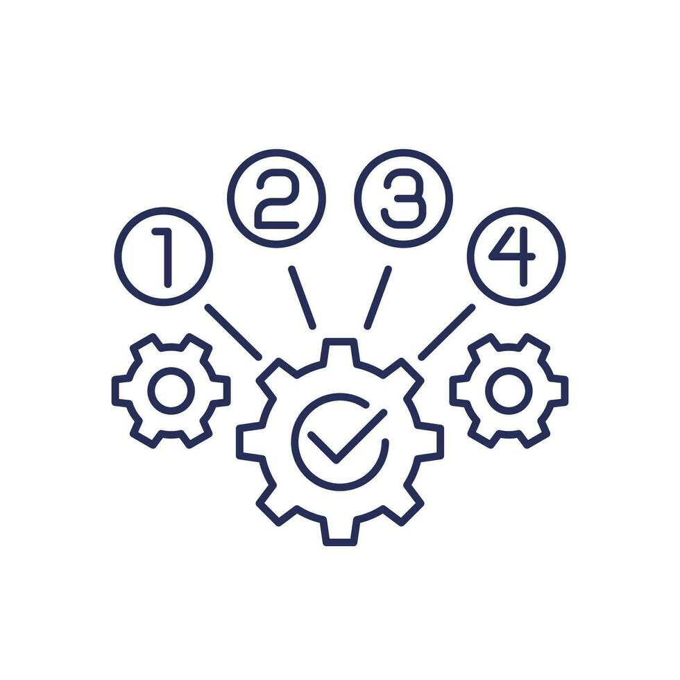 Prozess Optimierung Linie Symbol mit Getriebe vektor