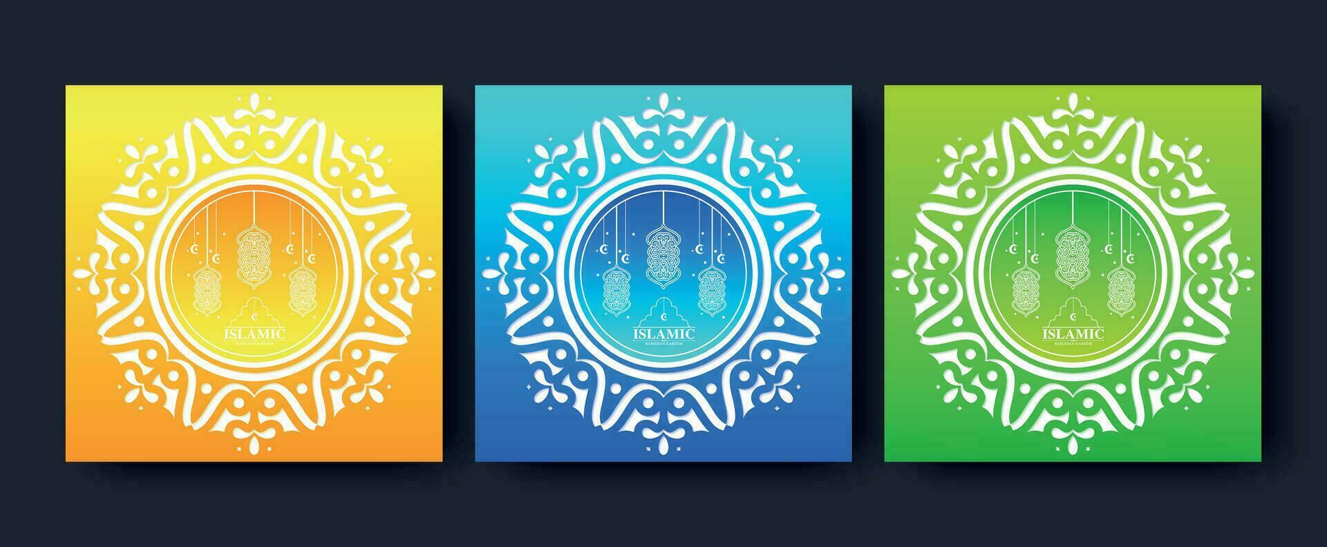 färgrik ramadan kareem kort mall vektor