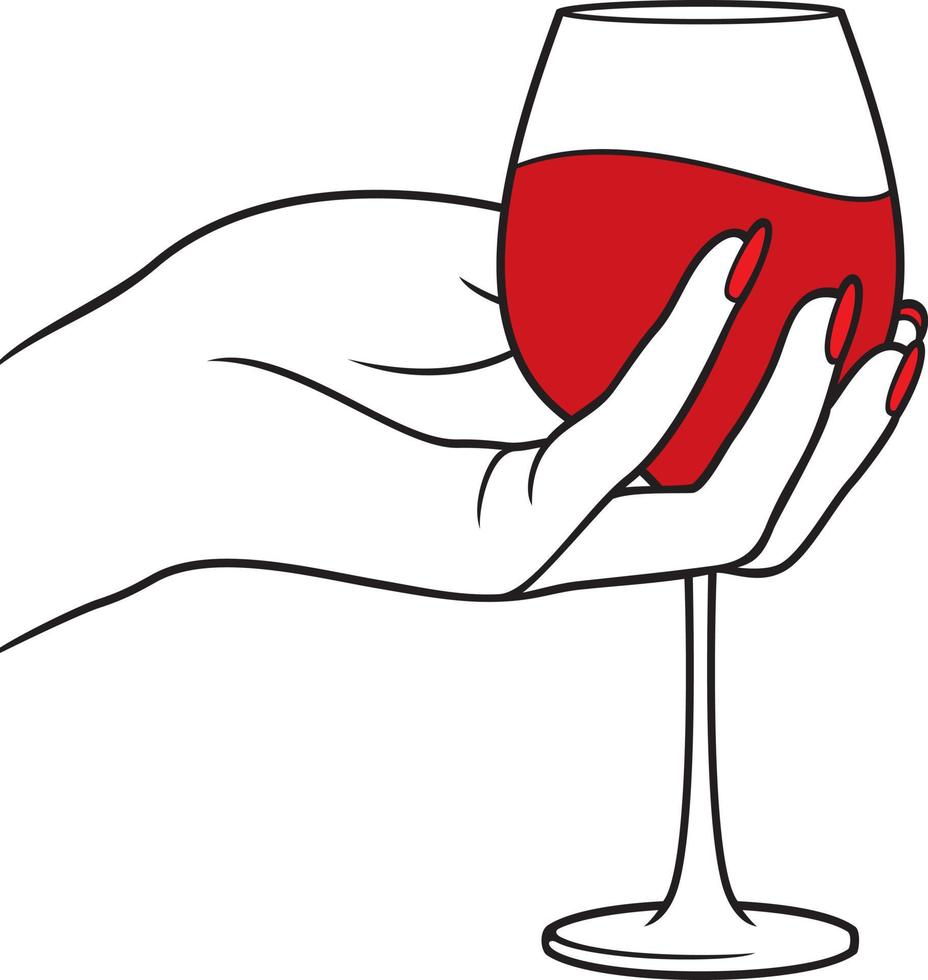 Hand hält Glas Wein vektor