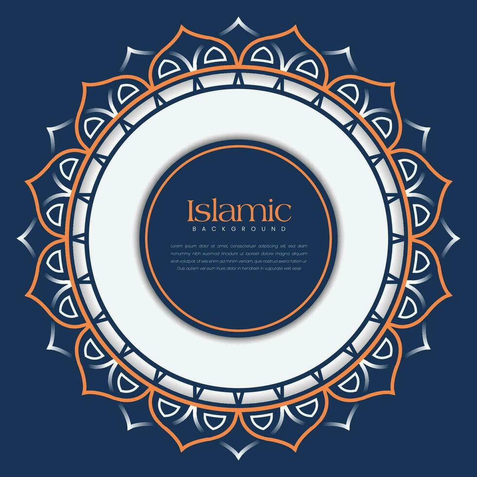 islamisch Zier Kreis Mandala mit golden und Blau Farbe Arabeske Zier Luxus Mandala vektor