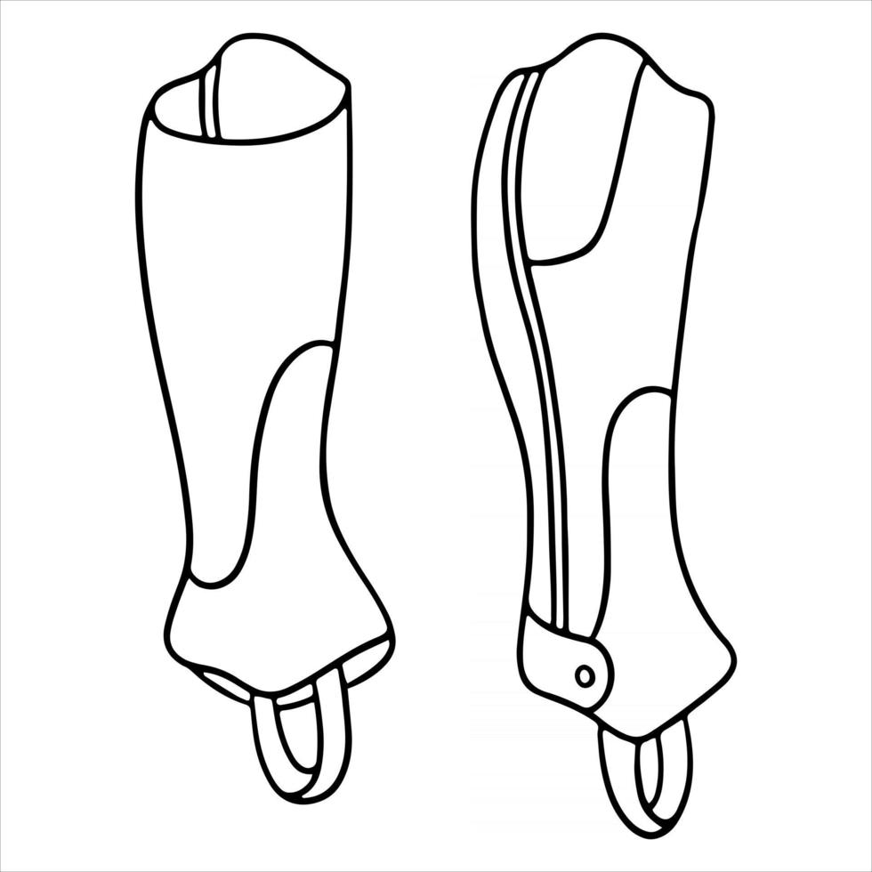 Outfit des Reiterschutzes der Beine einer Jaquey-Leggings-Vektorillustration im Linienstil für ein Malbuch vektor