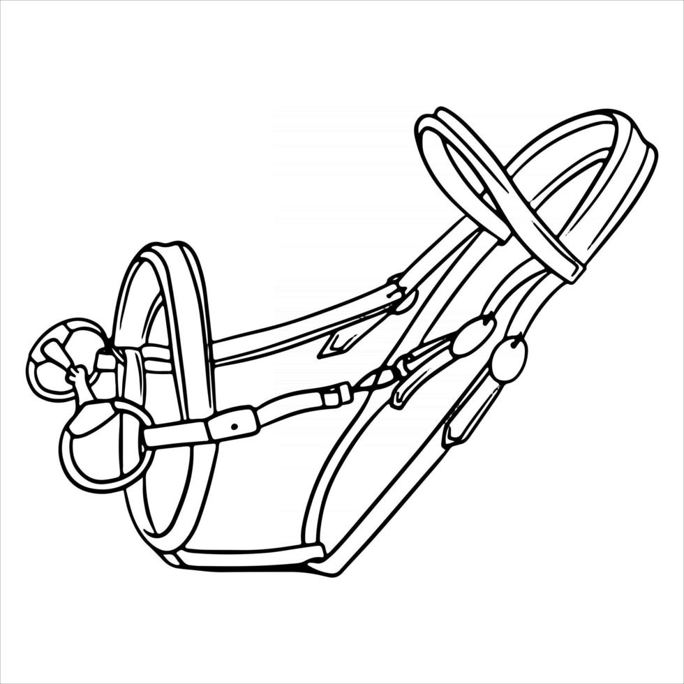 Pferdegeschirr Zaumzeug zum Reiten von Vektorgrafiken im Linienstil für Malbuch vektor