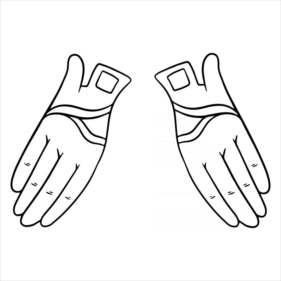 Outfit Reiterkleidung für Jockeyhandschuhe Illustration im Linienstil Malbuch vektor