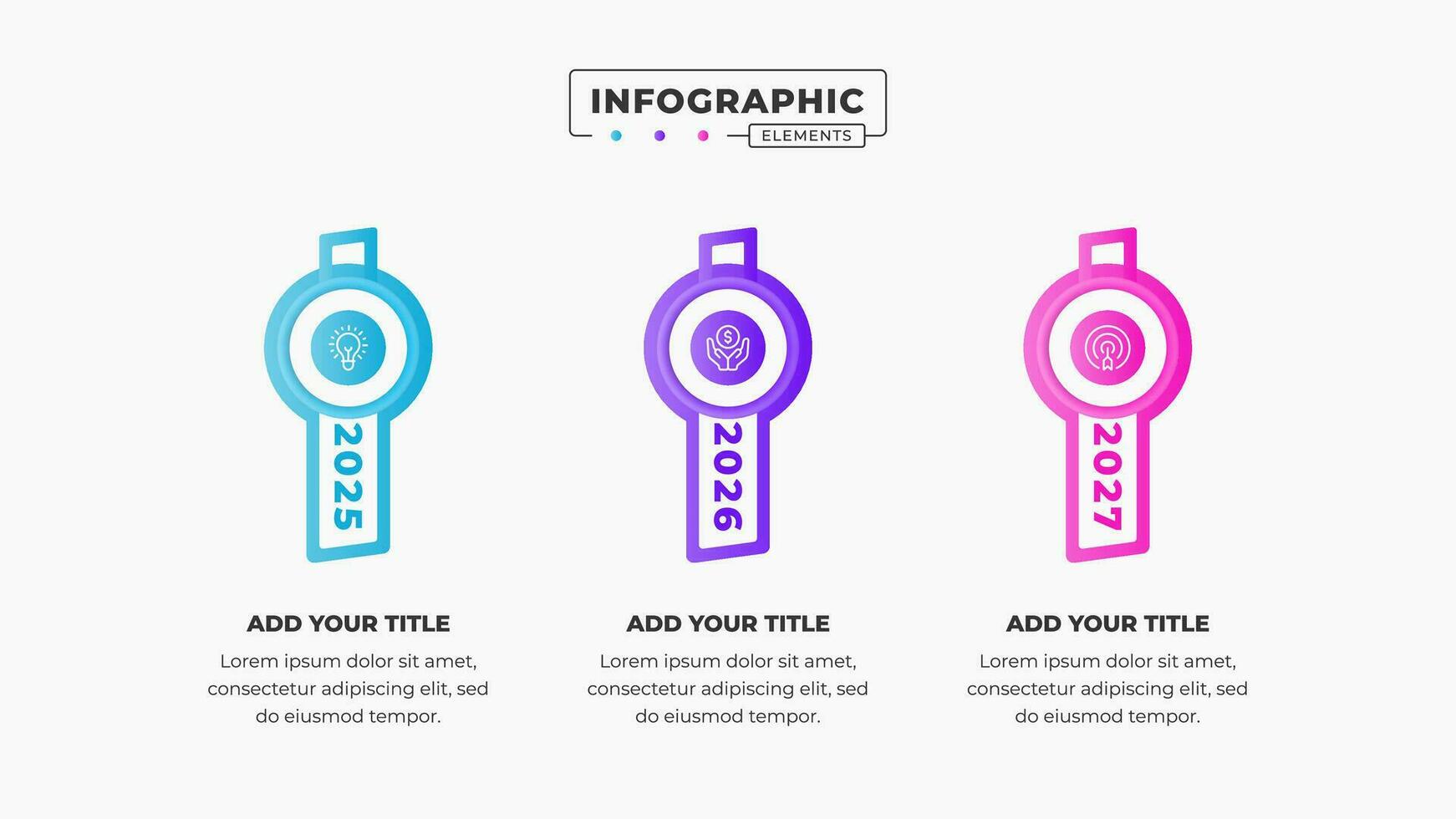 vektor tidslinje infographic design mall med 3 steg eller alternativ