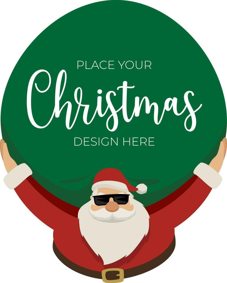bunt hell Weihnachten Gruß karte.cool Santa claus mit Brille und ein enorm Tasche liefern Geschenke. Vorlage zum Ihre Text oder Design. fröhlich Weihnachten und glücklich Neu Jahr. vektor