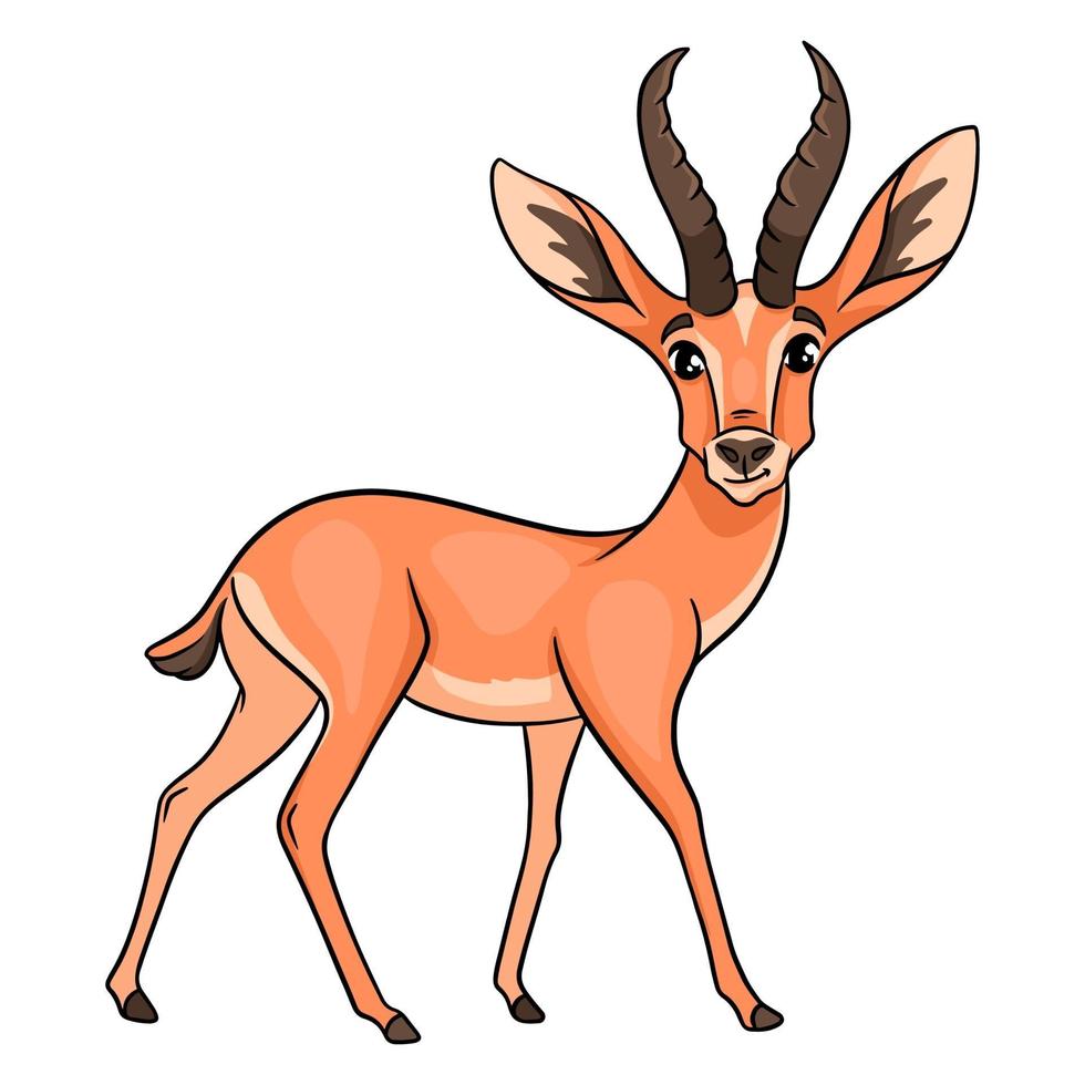 Tierfigur lustige Gazelle im Cartoon-Stil. Kinderillustration. vektor