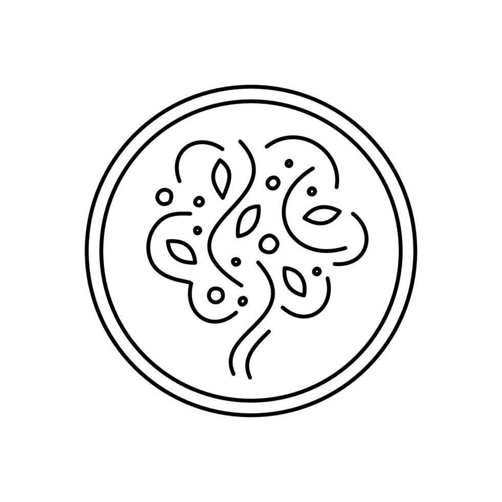 trädlogotyp i en cirkel på en vit bakgrund. stiliserat träd - emblem i platt stil. växt silhuett vektor