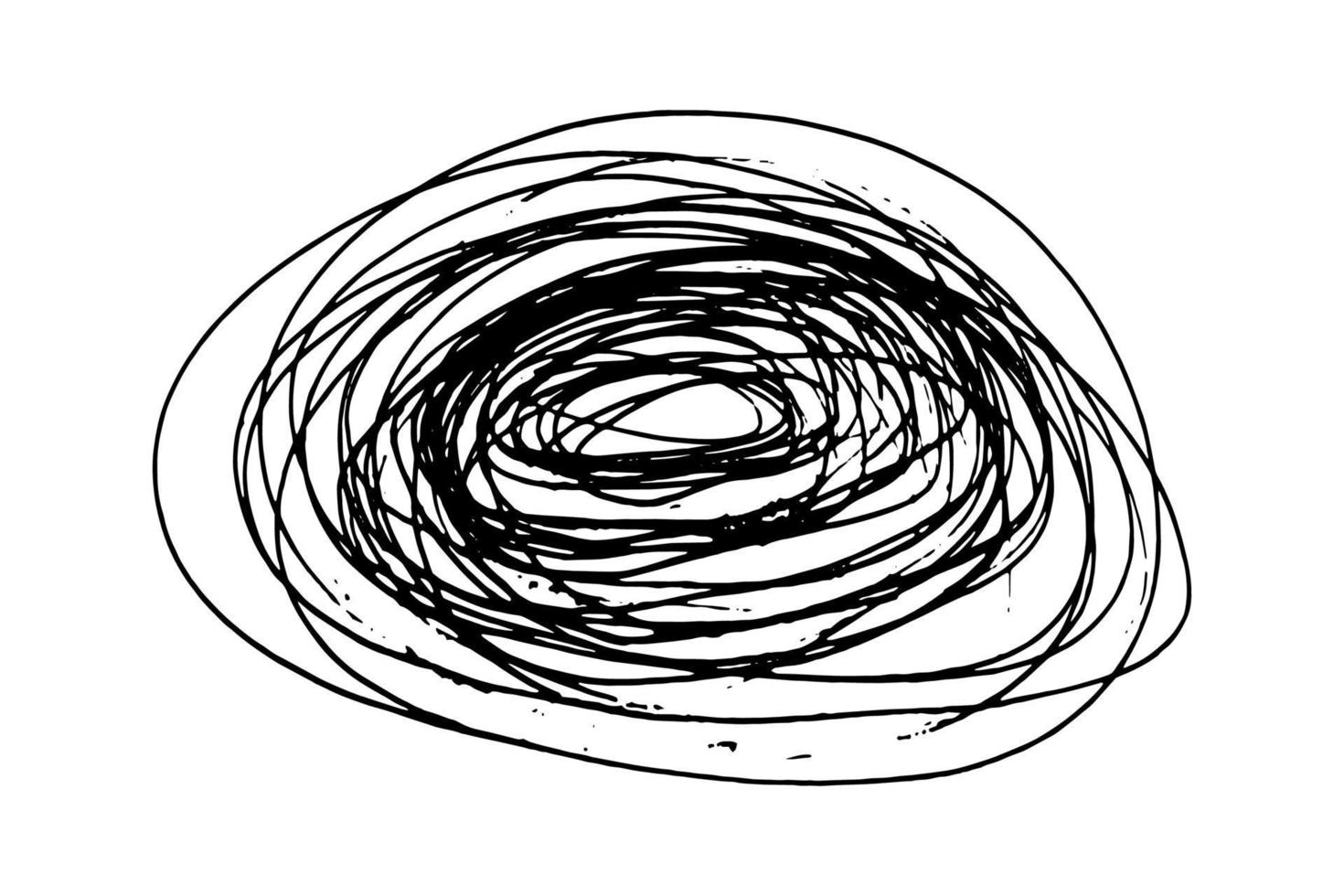 doodle sicksack runt. rundat element är handritat slarvigt - vektorillustration isolerad på vit bakgrund. upprepande handstil vektor