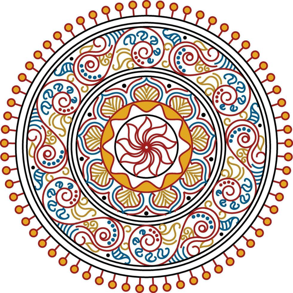 indisch traditionell und kulturell Rangoli, Alpona, kolam, oder Paisley Vektor Linie Kunst. Bengalen Kunst Indien