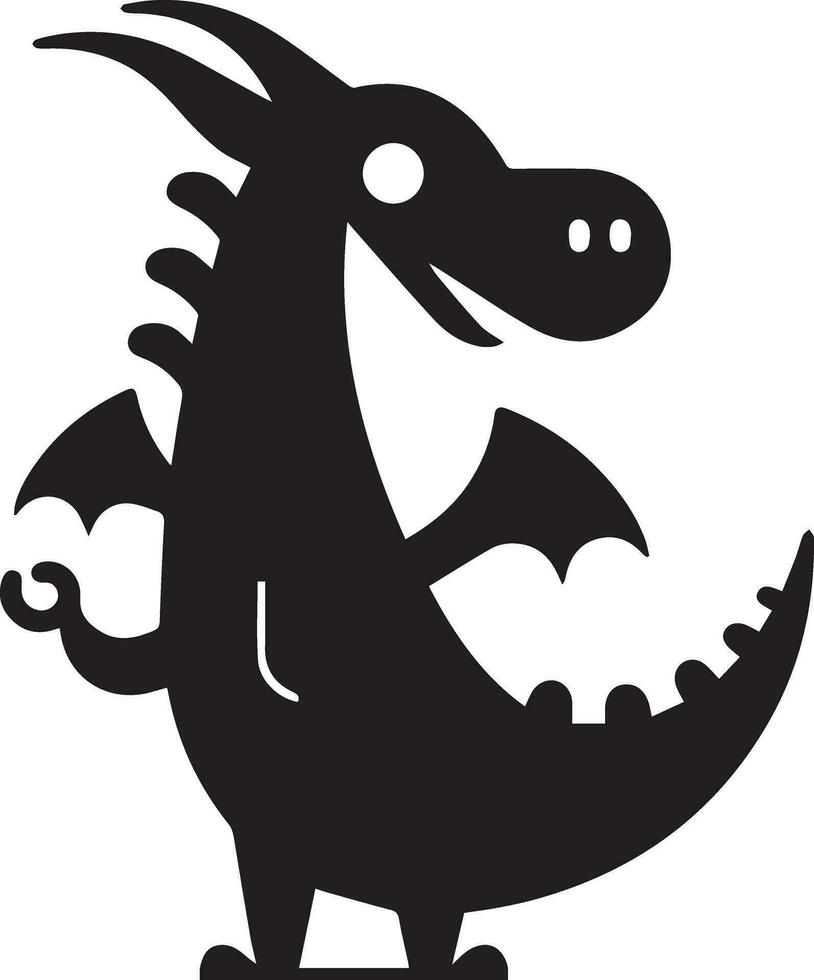 minimal komisch Charakter, Drachen Vektor Silhouette, schwarz Farbe Silhouette, Weiß Hintergrund 10