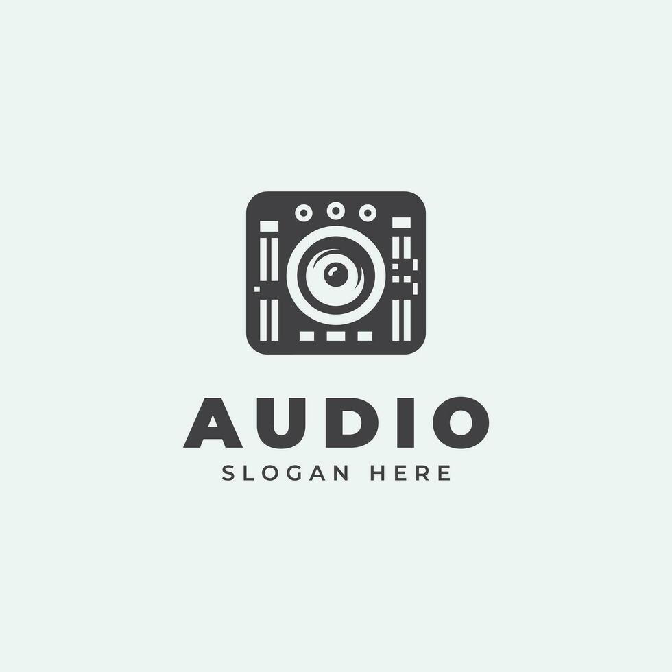 Audio- Logo Design, im einfarbig, eben Stil, schwarz und Weiß vektor