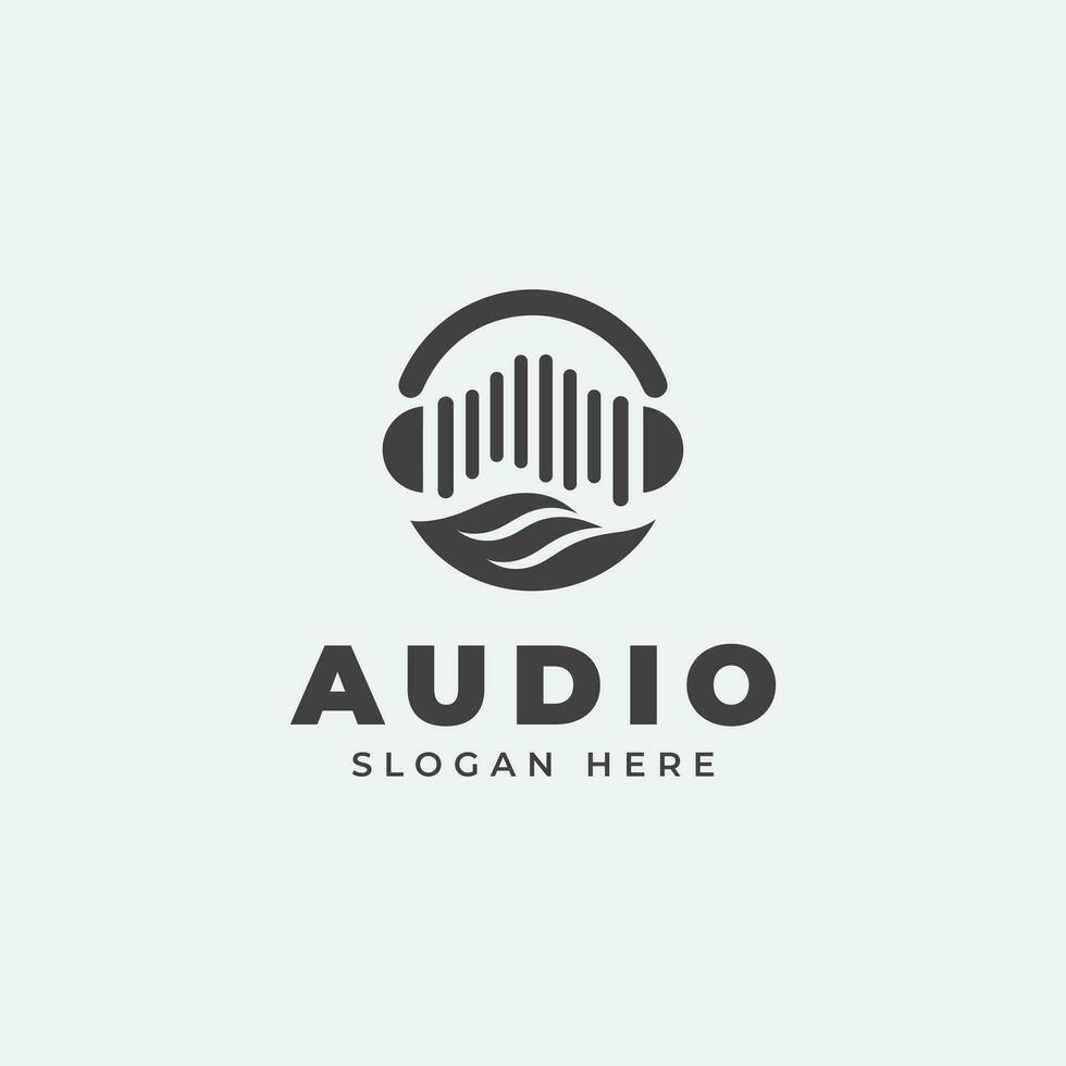 Audio- Logo Design, im einfarbig, eben Stil, schwarz und Weiß vektor