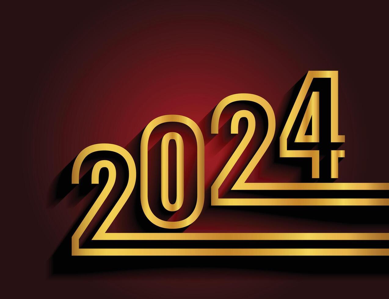Linie Stil 2024 Neu Jahr Veranstaltung Hintergrund Design vektor