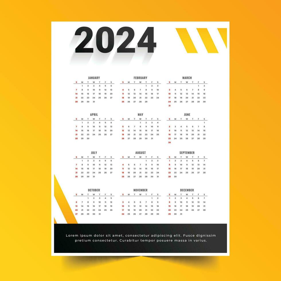 vit och gul 2024 händelse planerare mall organisera kontor uppgift vektor