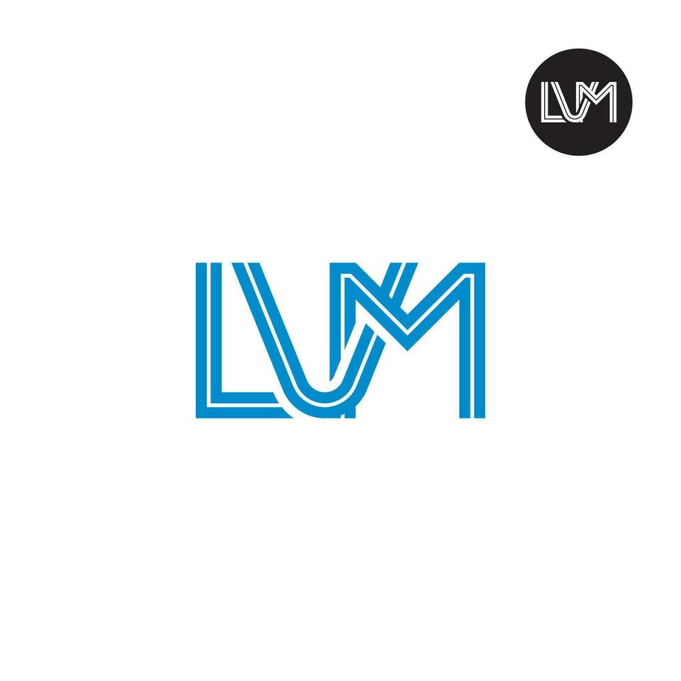 brev lvm monogram logotyp design med rader vektor