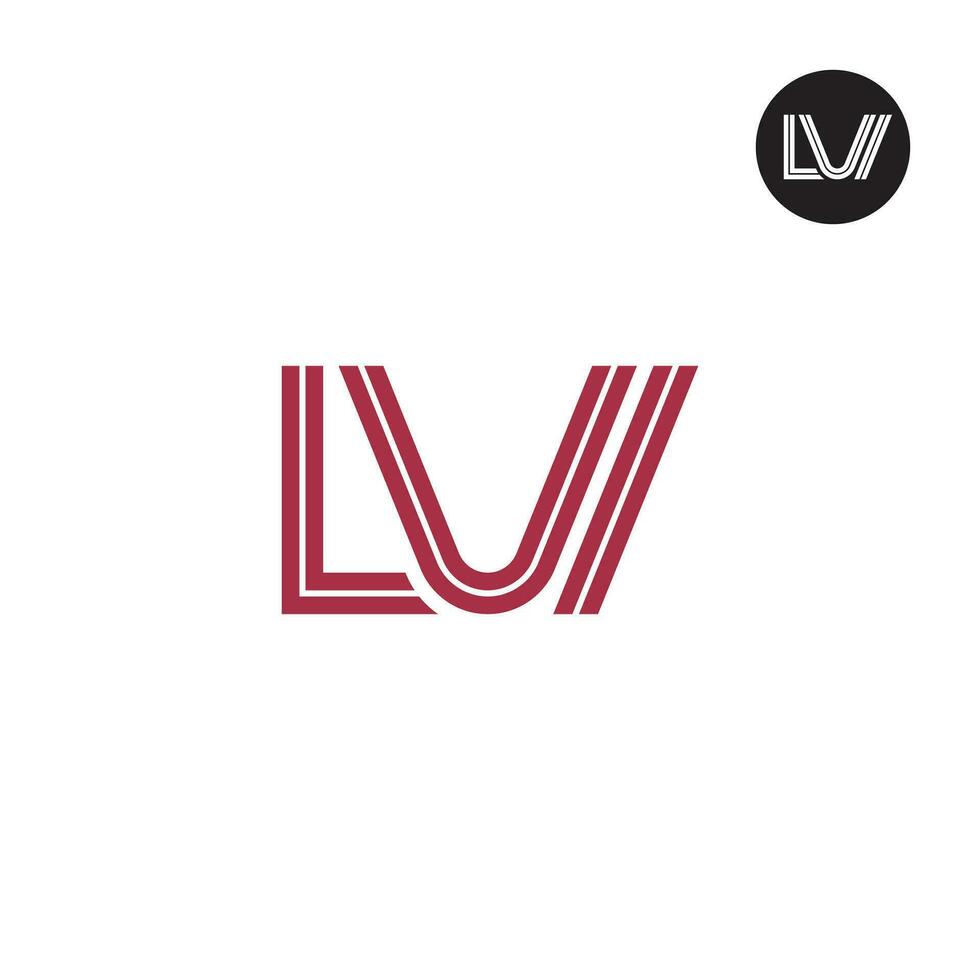 brev lvi monogram logotyp design med rader vektor