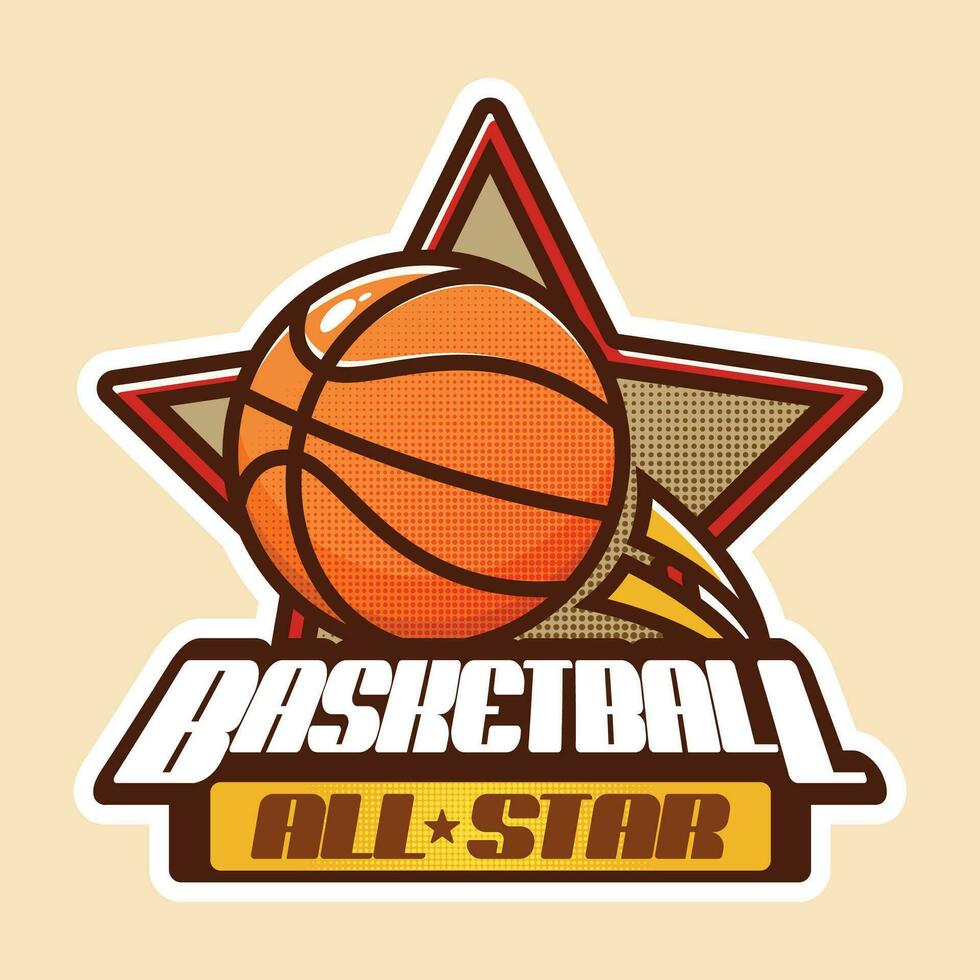 basketboll Allt stjärna logotyp i retro stil vektor