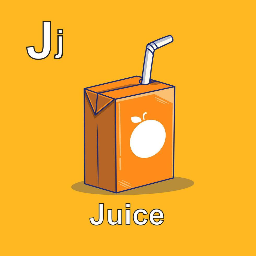 vektor illustration av juice Flash-kort alfabet för barn undervisning