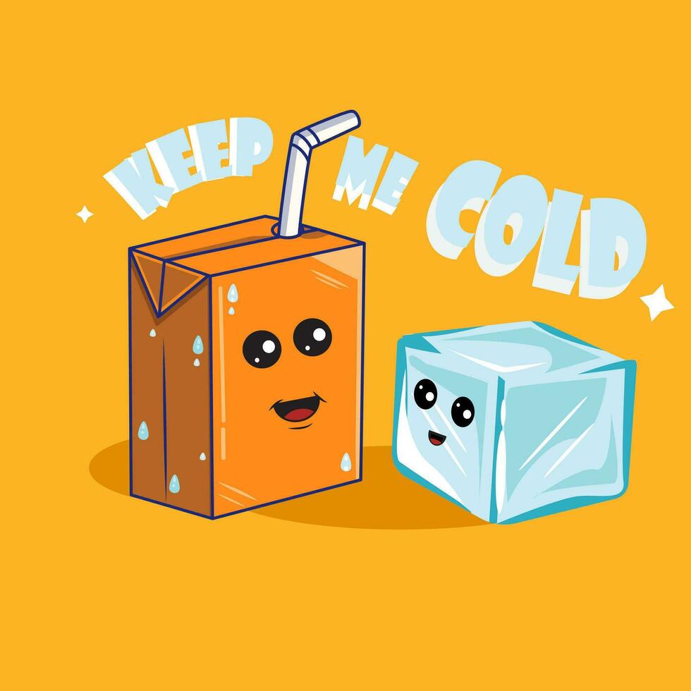 vektor illustration av juice och is kub maskot tecknad serie